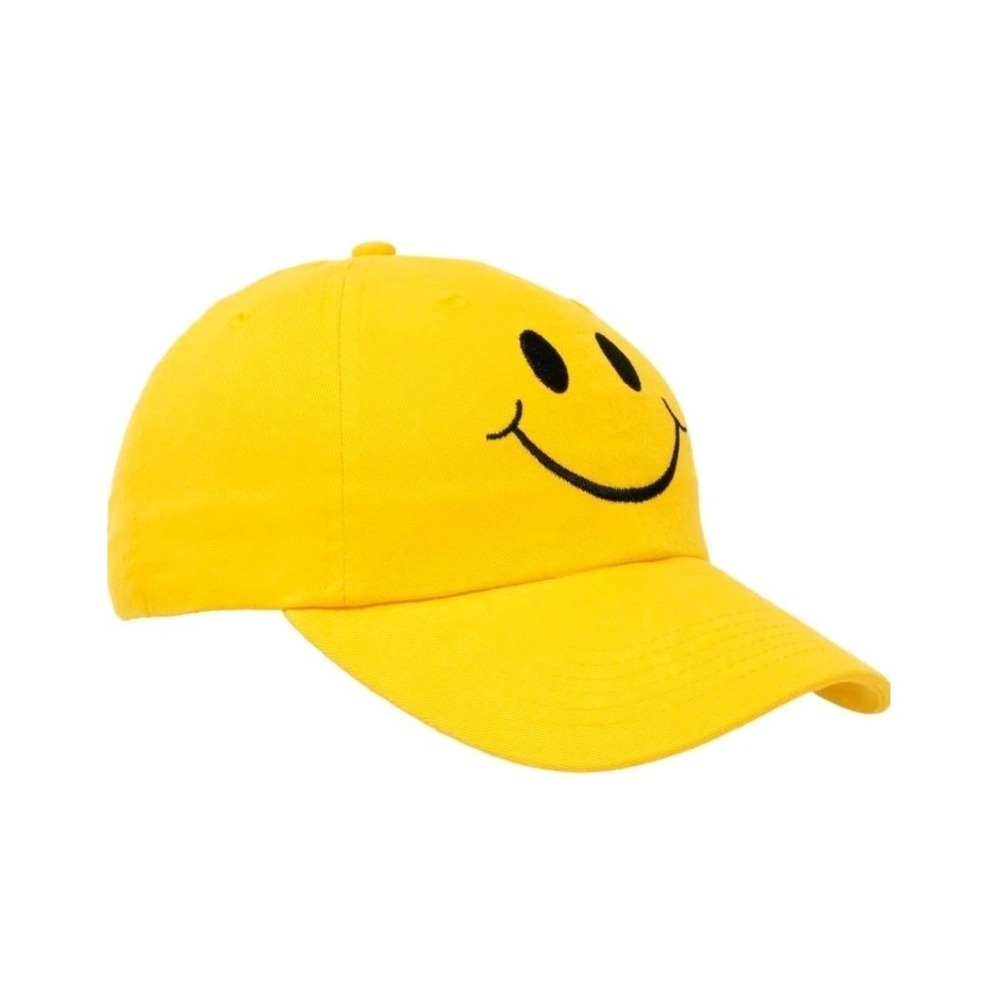 Ann Arbor Co. Smiling Face Hat Cute Happy Mom Dad Adjustable Yellow Baseball Hat